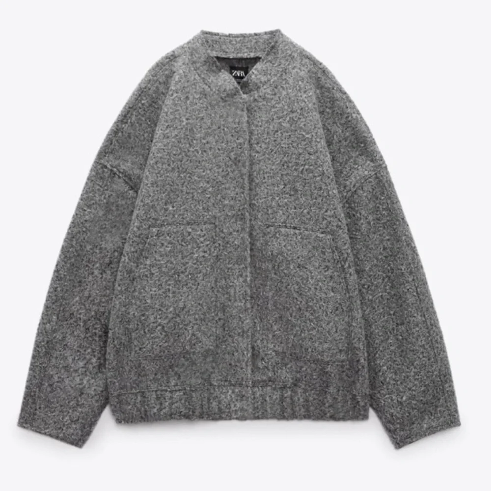 Zara Textured Bomber Jacket - Grey - Picture 7 of 10